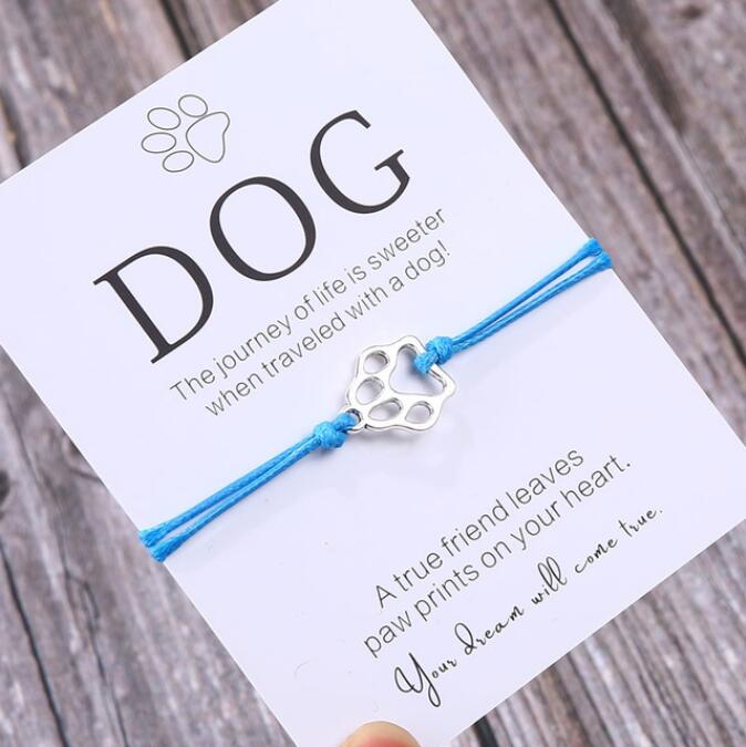 Friendship Bracelet Gift for Him Paw Print Bracelet Dog Lover Gift Dog Lover Jewelry Wish Bracelet Gift for Pet Dog Parents