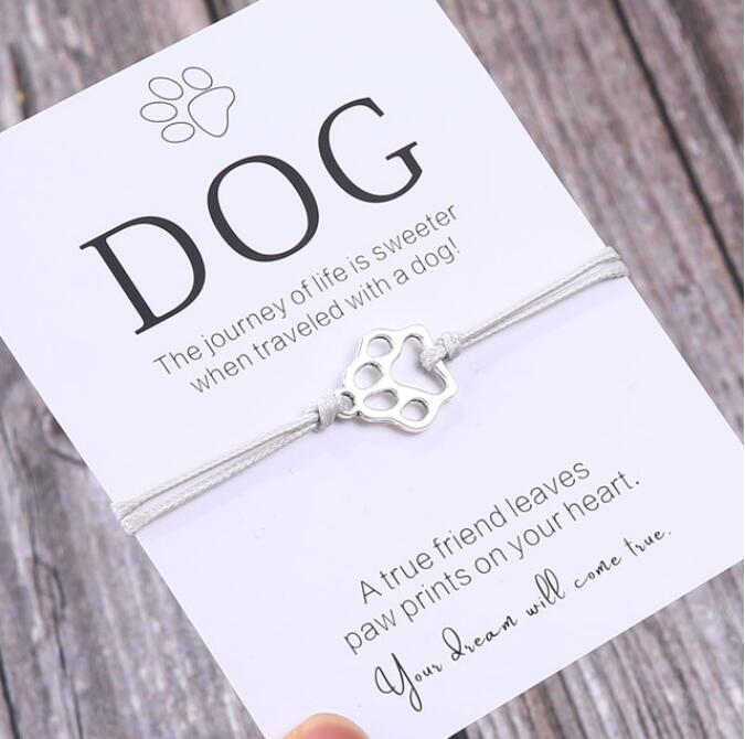 Friendship Bracelet Gift for Him Paw Print Bracelet Dog Lover Gift Dog Lover Jewelry Wish Bracelet Gift for Pet Dog Parents