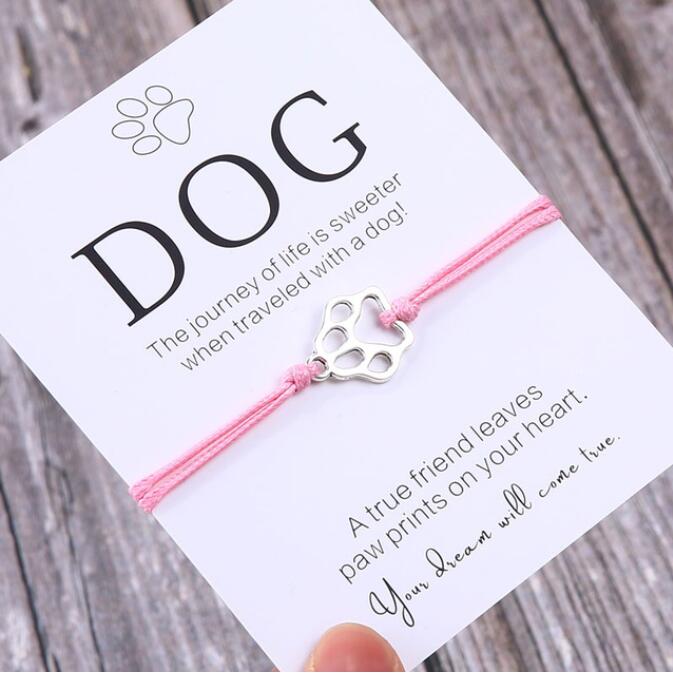 Friendship Bracelet Gift for Him Paw Print Bracelet Dog Lover Gift Dog Lover Jewelry Wish Bracelet Gift for Pet Dog Parents