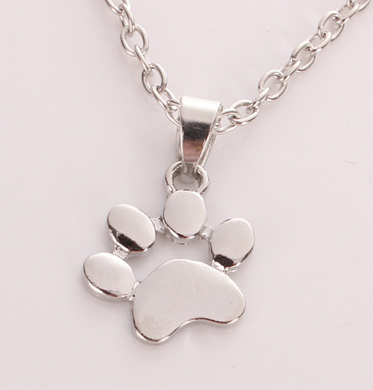 Neckace & Pendant with dog footprints, great dog lover gift.