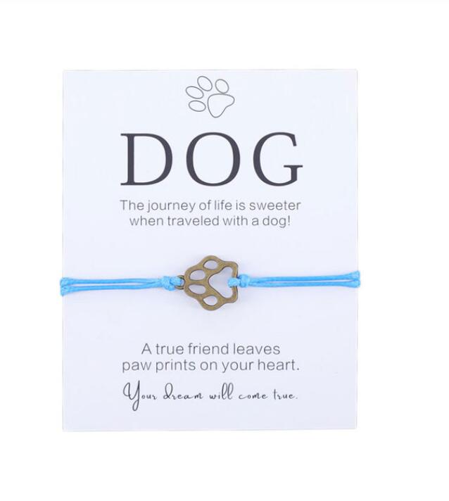 Friendship Bracelet Gift for Him Paw Print Bracelet Dog Lover Gift Dog Lover Jewelry Wish Bracelet Gift for Pet Dog Parents