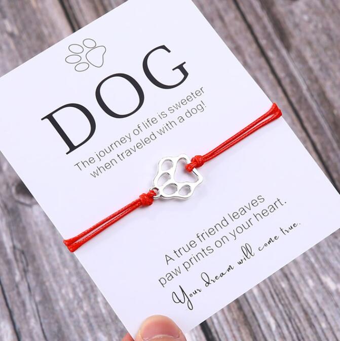 Friendship Bracelet Gift for Him Paw Print Bracelet Dog Lover Gift Dog Lover Jewelry Wish Bracelet Gift for Pet Dog Parents