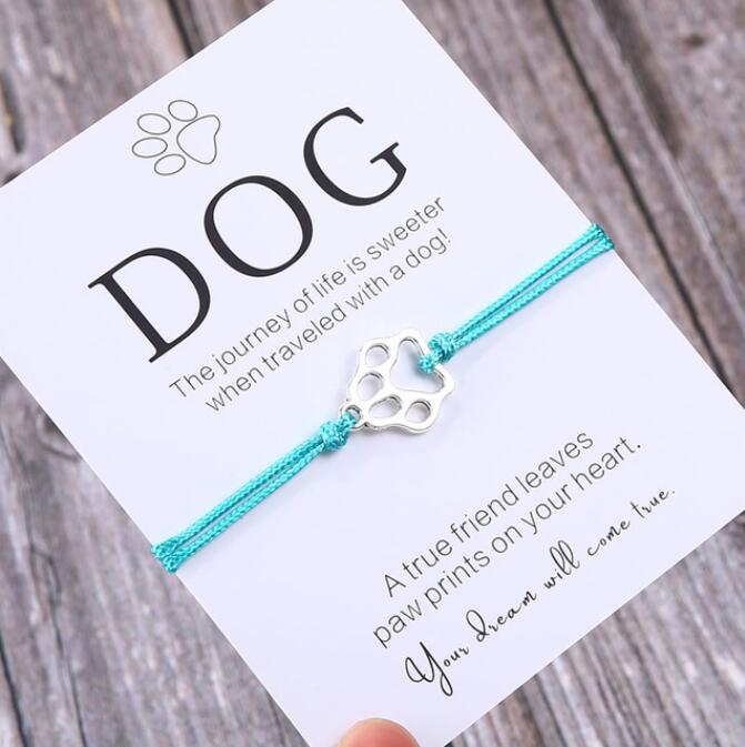 Friendship Bracelet Gift for Him Paw Print Bracelet Dog Lover Gift Dog Lover Jewelry Wish Bracelet Gift for Pet Dog Parents