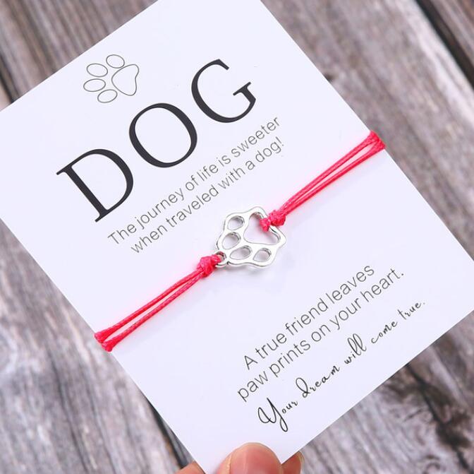 Friendship Bracelet Gift for Him Paw Print Bracelet Dog Lover Gift Dog Lover Jewelry Wish Bracelet Gift for Pet Dog Parents