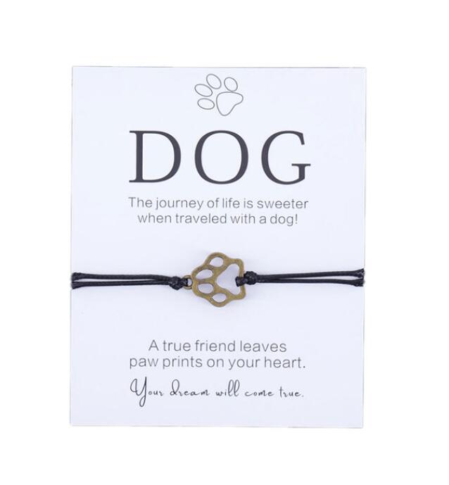 Friendship Bracelet Gift for Him Paw Print Bracelet Dog Lover Gift Dog Lover Jewelry Wish Bracelet Gift for Pet Dog Parents