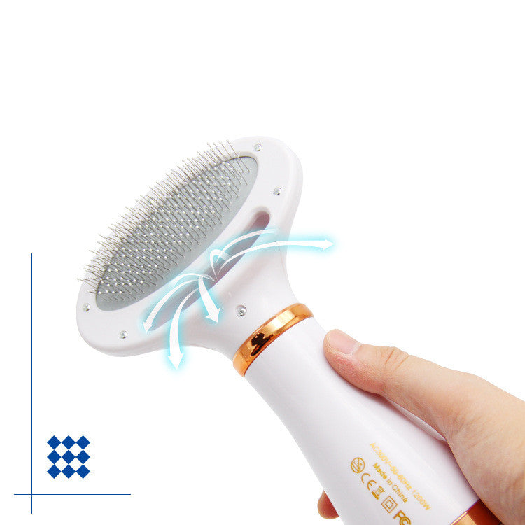 Two-in-one Pet Hot Air Comb Dog Cat Hair Comb Pet Electric Beauty Comb Hair Dryer One-click Hair Removal