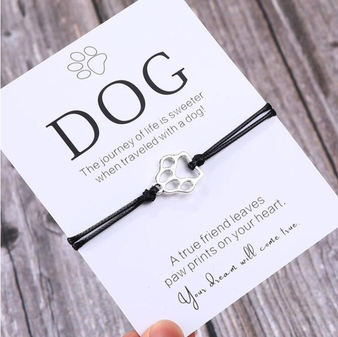 Friendship Bracelet Gift for Him Paw Print Bracelet Dog Lover Gift Dog Lover Jewelry Wish Bracelet Gift for Pet Dog Parents