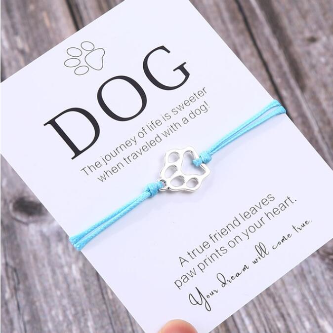 Friendship Bracelet Gift for Him Paw Print Bracelet Dog Lover Gift Dog Lover Jewelry Wish Bracelet Gift for Pet Dog Parents